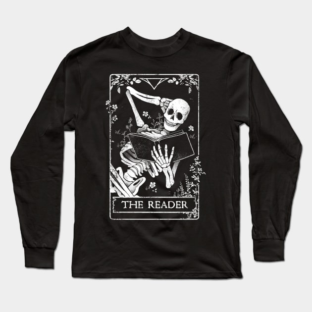 The Reader - Death Skull Book Gift Long Sleeve T-Shirt by eduely